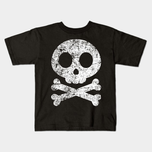 Cute Skull and Cross Bones - Distressed Kids T-Shirt by PsychicCat